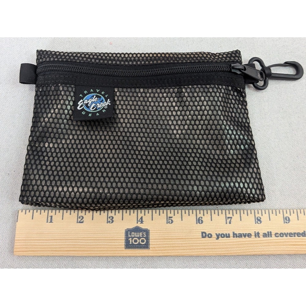 Eagle Creek Travel Organizer Pouches Set of 3 Black Mesh Excellent Zipper Clips - Picture 3 of 11